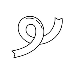 Silk twirl serpentine isolated on white backdrop. Freehand linear ink hand drawn object sketchy in art retro scribble style pen on paper. Closeup view with space for text