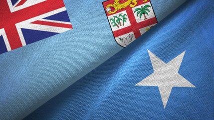 Fiji and Somalia two flags textile cloth, fabric texture