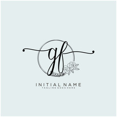 GF Letter Initial beauty monogram and elegant logo design, handwriting logo of initial signature, wedding, fashion, floral and botanical with creative template design.