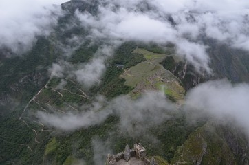 南米、自然、風景、山、遺跡、マチュピチュ俯瞰