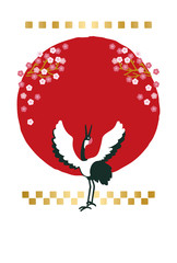 鶴と梅の年賀状