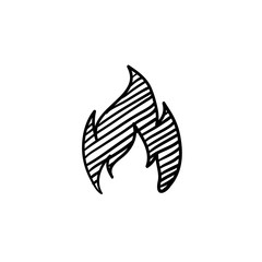 doodle Fire flame logo vector illustration design template. vector fire flames sign illustration isolated with hand drawn style