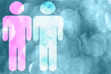 Illustration of two men together, glow background, lifestyle concept, negative space