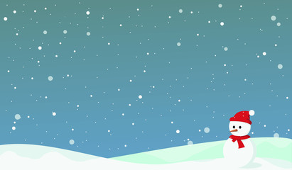 Naklejka na ściany i meble Winter Holidays background with a snowman celebration, tree, cold, happy, snowflake, white, card, season, cartoon, december, new, red, santa claus, blue, decoration