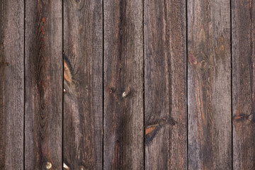 Old brown rough boards. Natural wood texture. Planks for the background. Vertical layout.