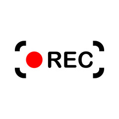Recording sign icon. Red logo camera video recording symbol, rec 