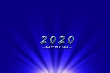 Happy new year 2020 in blue background