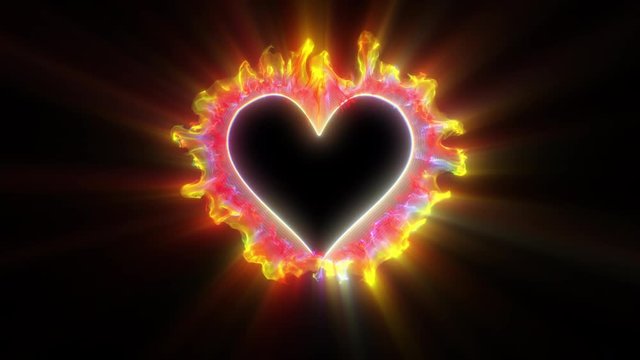 Iridescent multicolored heart shaped Valentine's Day particle love burst. Vivid rainbow colored glowing smoke. Romantic lovely logo copy space gas animation. Isolated on black alpha copyspace 4k 60fps