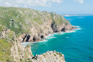 Cliffs over the Atlantic ocean. The westernmost point in Europe. The edge of the land. Cape Roca (Cabo da Roca), Portugal