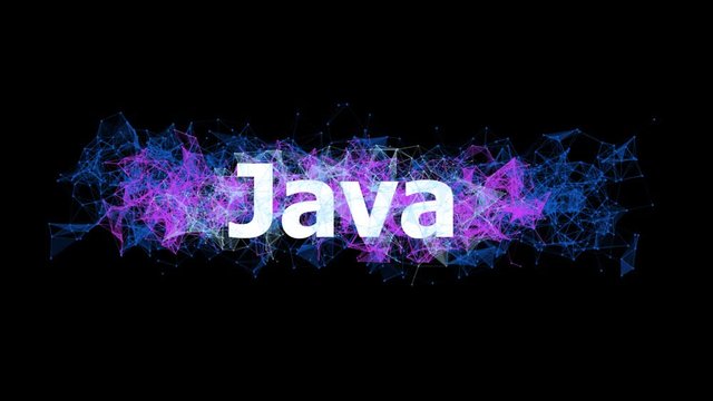 Java language application looped animation with colorful plexus design. Software technology concept. Online and offline courses of coding. Website development, front end engineering design.