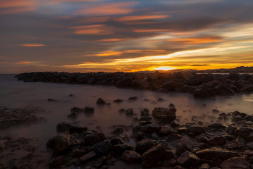 Nice sunset on a beach of la renega, Oropesa