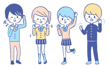 Illustration set of students to support