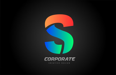 blue orange letter S alphabet logo design icon for company