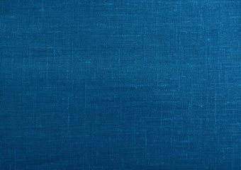 Classic blue fabric blank canvas, cotton or linen texture, 2020 fabric trendy color swatch for clothes, interior. - 309635070