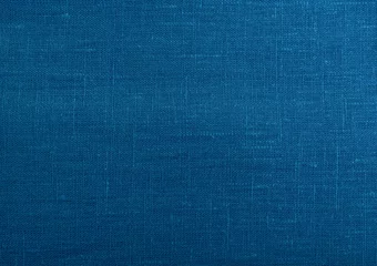 Zelfklevend Fotobehang Classic blue fabric blank canvas, cotton or linen texture, 2020 fabric trendy color swatch for clothes, interior. © Olga Ionina