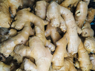 Ginger root on a shelf in a store