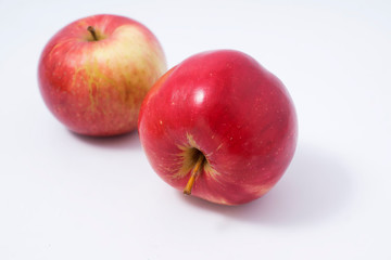Fototapeta na wymiar Fresh red apple fruit isolated on the white background with clipping path. One of the best isolated apples that you have seen.