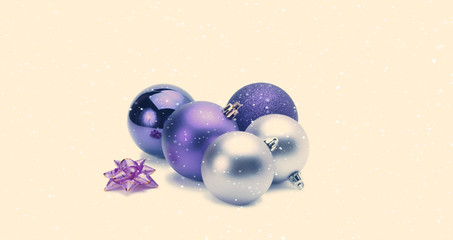 Blue color New Year ball. Vintage retro style.