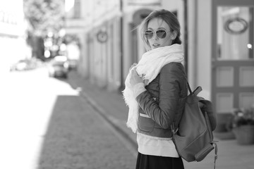 portrait of young beautiful fashionable woman