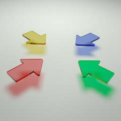Four transparent arrows