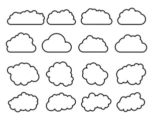 Cloud in flat style set on white background. Vector illustration