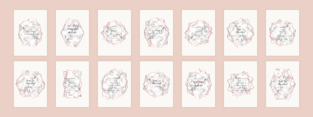WEDDING Invitations Rose Gold Marble Vector