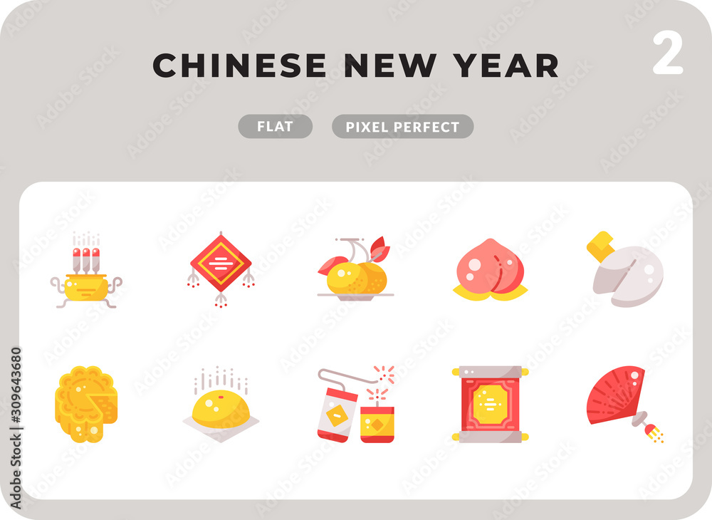Poster chinese new year glyph icons pack for ui. pixel perfect thin line vector icon set for web design and