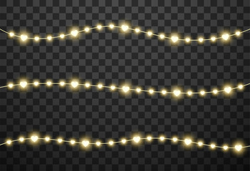 Valentine's lights isolated on transparent background, vector illustration