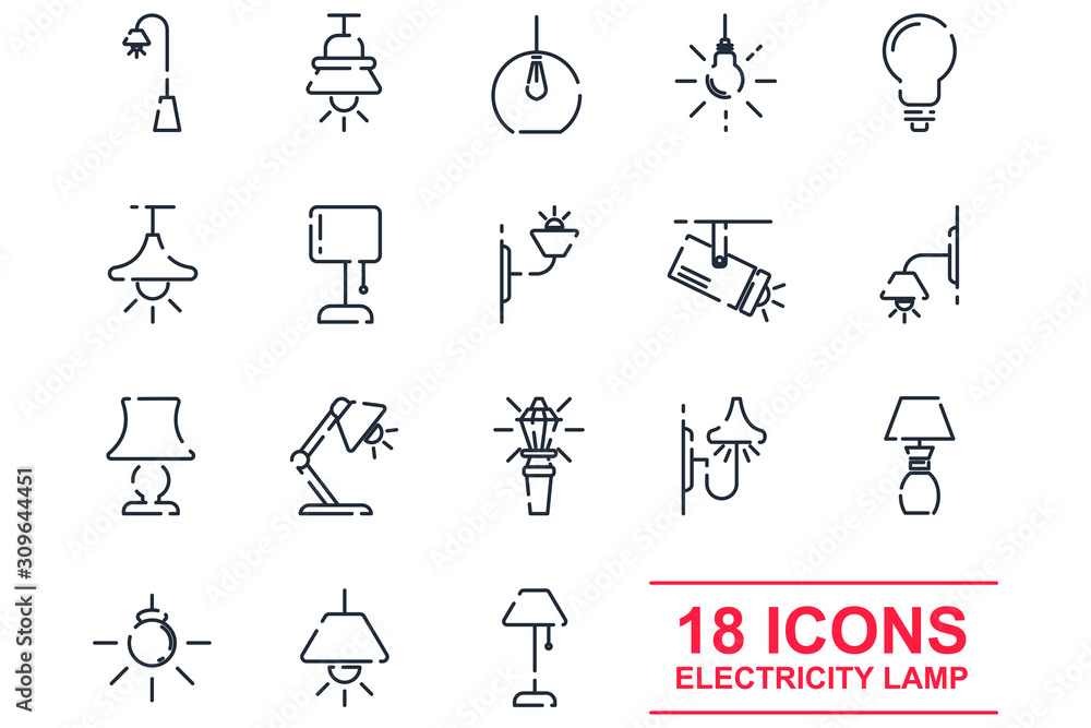 Poster lights, bulb, lamp set icon template color editable. lamps pack symbol vector sign isolated on white