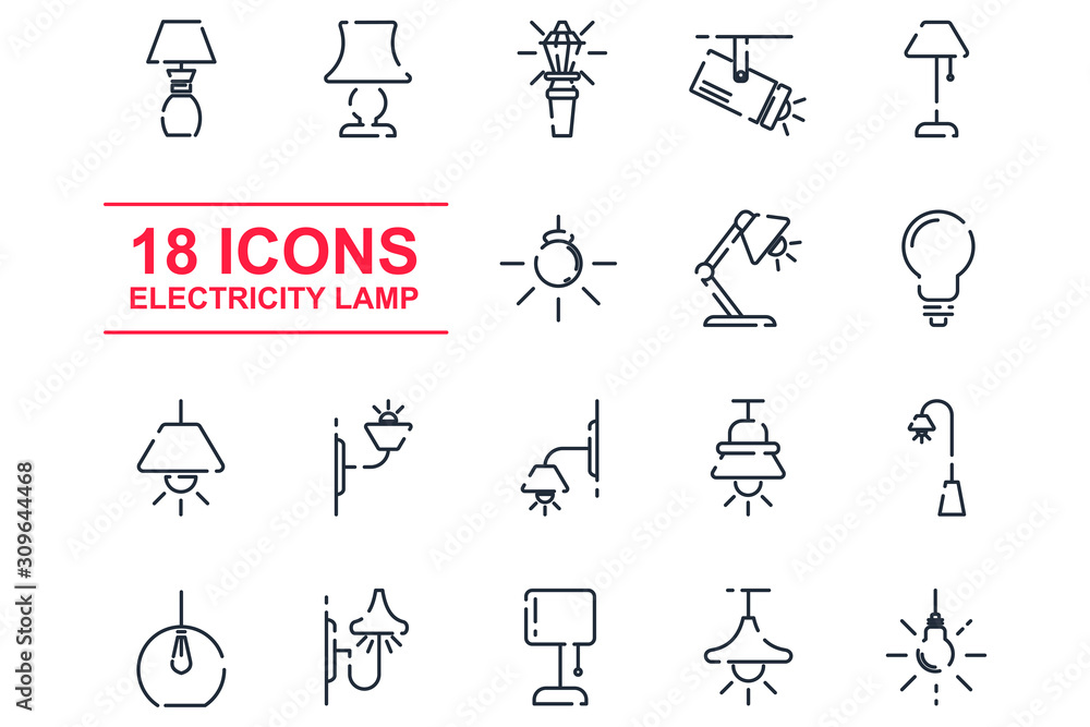 Poster Lights, bulb, lamp set icon template color editable. lamps pack symbol vector sign isolated on white background icons vector illustration for graphic and web design.