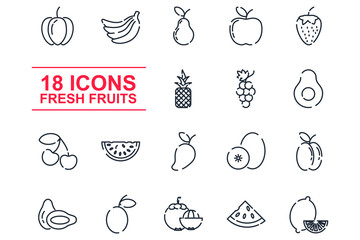 fresh fruit set icon template color editable. fresh fruit pack symbol vector sign isolated on white background icons vector illustration for graphic and web design.