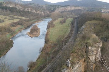 lookout from tetin rock over berounka river in central bohemia