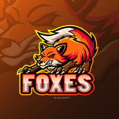 Fox mascot sport esport logo design