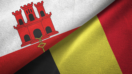 Gibraltar and Belgium two flags textile cloth, fabric texture