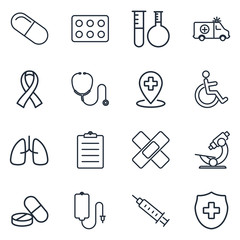Medical Assistance Vector Line Icons template color editable. Medicine and Health symbol vector sign isolated on white background illustration for graphic and web design.