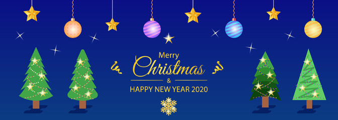Merry Christmas background with golden shiny snowflakes. Happy new year 2020. Vector illustration.