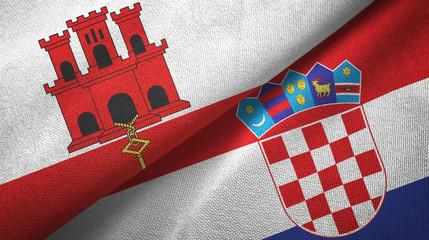 Fototapeta premium Gibraltar and Croatia two flags textile cloth, fabric texture