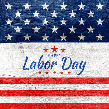 Happy USA Labor Day background on wood.