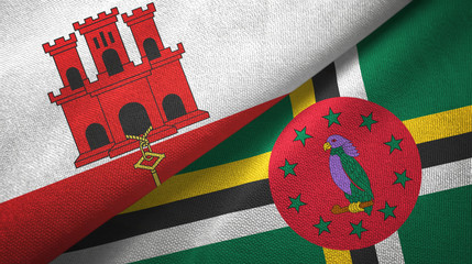 Gibraltar and Dominica two flags textile cloth, fabric texture