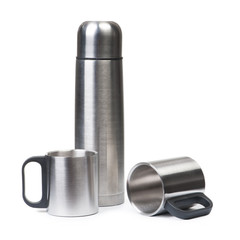 Steel thermos with mug