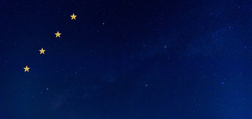 amazing golden star isolated on dark blue sky background.Symbol of glory. 