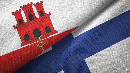 Gibraltar and Finland two flags textile cloth, fabric texture
