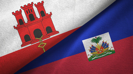 Gibraltar and Haiti two flags textile cloth, fabric texture