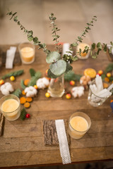 Christmas feeding, Christmas decorations and decor, lights and candles, handmade festive decoration made of cotton, Christmas trees, dried fruits and flowers and lanterns