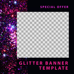 Banner template with glitter and sparks
