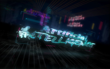 Artificial intelligence futuristic illustration cyberpunk style