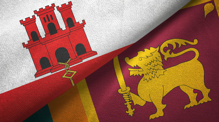 Gibraltar and Sri Lanka two flags textile cloth, fabric texture