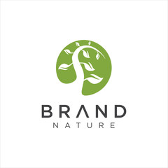 Green leaf ecology nature logo . Nature Logo . Organic Logo . Circle Leaf Logo