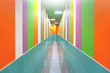 corridor with colorful wall