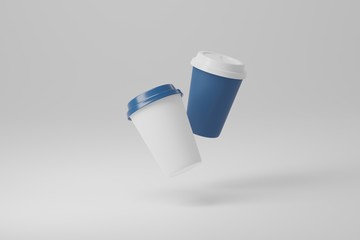 Paper coffee cup mock-up. Render realistic 3d illustration. Package mockup design for branding.